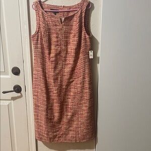 Talbots Red and Pink Tweed Midi Dress